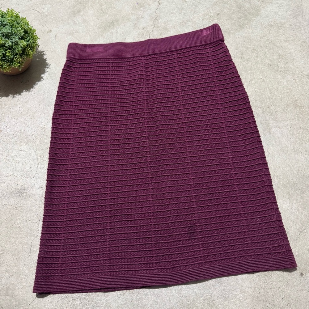 Loft Burgundy Knit Sweater Skirt Size S Petite Pencil Fall Winter Old Money Cozy